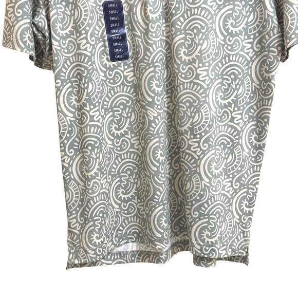 New Chubbies Polo Shirt Mens Small Sage Green Swirl Performance Stretch Relaxed - Picture 9 of 12